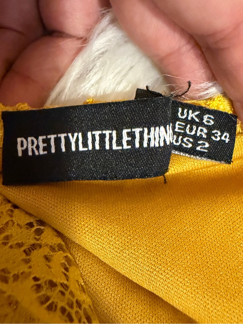 PrettyLittleThing Mustard Yellow Lace Halter Mini Dress Size XS / US 2 - Picture 6 of 12